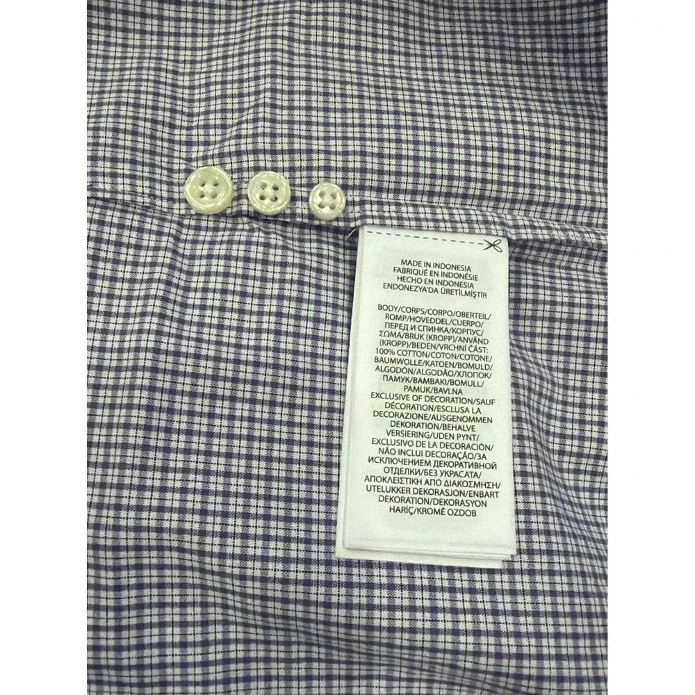 NWT Polo Ralph Lauren Button Down Mens Purple Navy Micro Check Classic Fit L